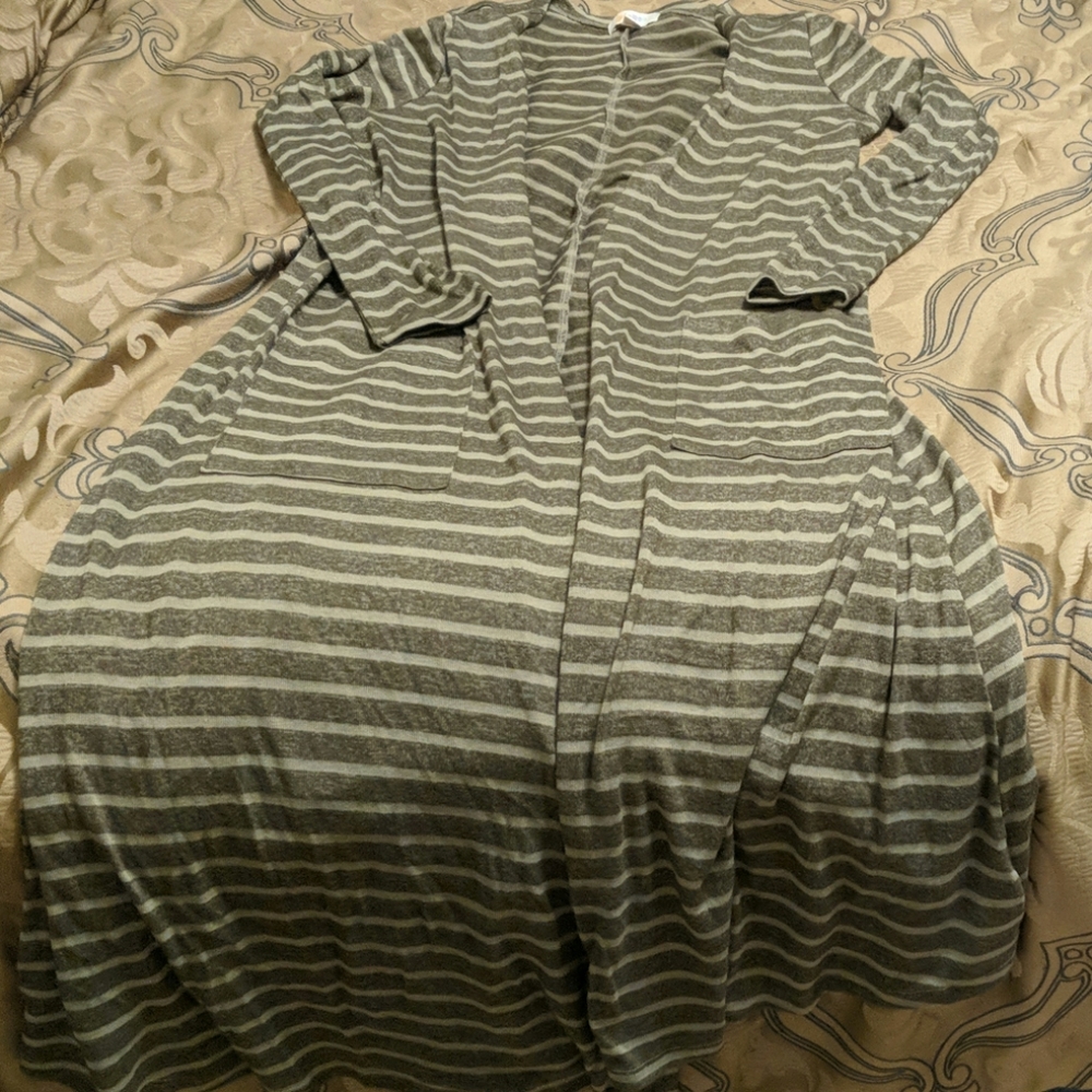 Lularoe XS Sarah Olive Green Stripe